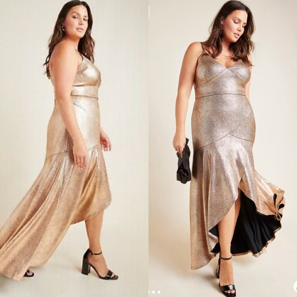 OPEN TO OFFERS - Anthropologie Vicky Metallic Maxi Dress - Picture 1 of 11